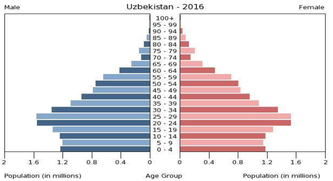 Uzbekistan population age bell curve